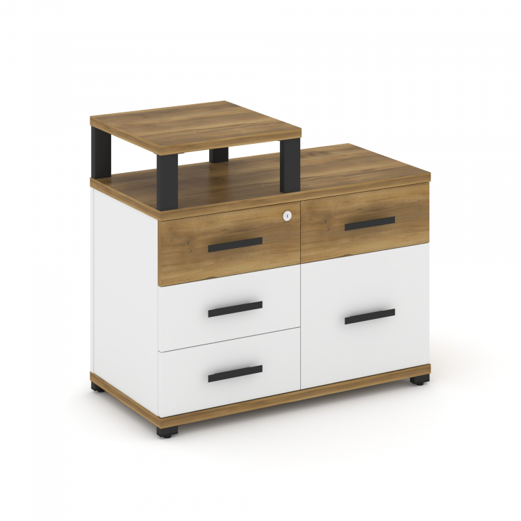 Concept Тумба приставная широкая 4 ящ.+1 распаш. фасад с надставкой узкой CN.TSP-011 B Сандал Янтарн