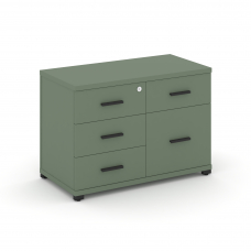 Concept Тумба приставная широкая 4 ящ.+1 распаш. фасад CN.TSP-010 B Кобо/Металл Черный 836*420*583