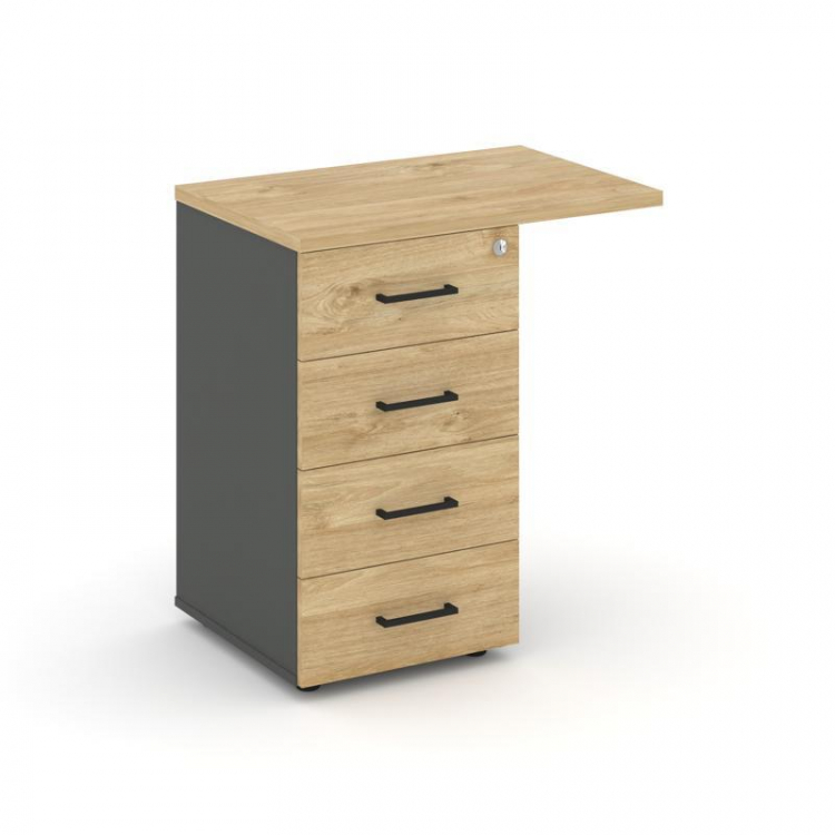 Style Project Тумба приставная SN.TPP-002 Антрацит/Тиквуд Светлый/Черный Ручки 416/700*460*750