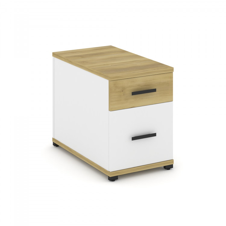Concept Тумба опорная/приставная 1 ящ.+1 распаш. фасад CN.TGO-004 B Дуб Винченцо/Белый Бриллиант/Мет