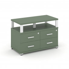 Concept Тумба приставная широкая 4 ящ. с надставкой широкой CN.TSP-003 W Кобо/Металл Белый 836*420*5