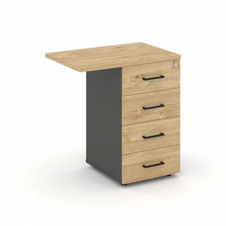 Style Project Тумба приставная SN.TPP-002 Антрацит/Тиквуд Светлый/Черный Ручки 416/700*460*750