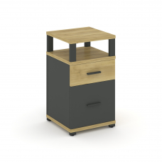 Concept Тумба приставная 1 ящ.+1 распаш. фасад с надставкой CN.TUP-006 A Дуб Винченцо/Антрацит/Метал