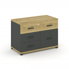 Concept Тумба приставная широкая 4 ящ.+1 распаш. фасад CN.TSP-010 A Дуб Винченцо/Антрацит/Металл Ант