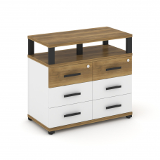 Concept Тумба приставная широкая 6 ящ. с надставкой широкой CN.TSP-009 B Сандал Янтарный/Белый Брилл