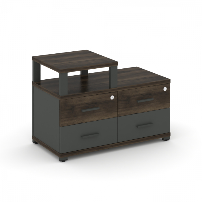 Concept Тумба приставная широкая 4 ящ. с надставкой узкой CN.TSP-002 A Дуб Мали/Антрацит/Металл Антр