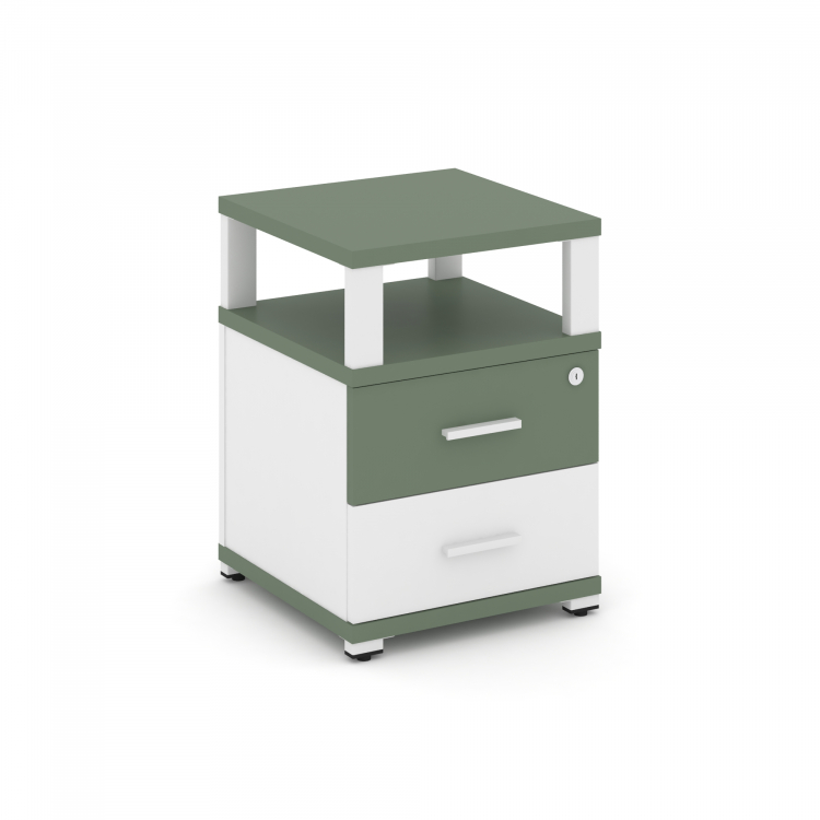 Concept Тумба приставная 2 ящ. с надставкой CN.TUP-002 W Кобо/Белый Бриллиант/Металл Белый 420*420*5