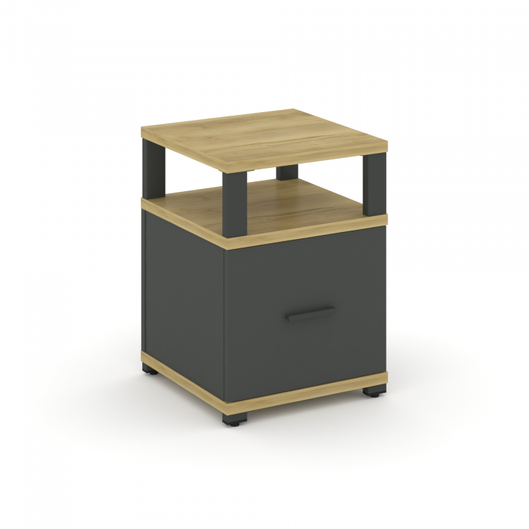 Concept Тумба приставная 1 распаш. фасад с надставкой CN.TUP-005 A Дуб Винченцо/Антрацит/Металл Антр