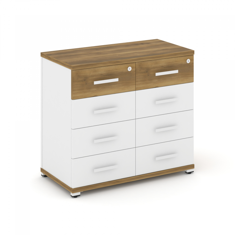 Concept Тумба приставная широкая 8 ящ. CN.TSP-013 W Сандал Янтарный/Белый Бриллиант/Металл Белый 836