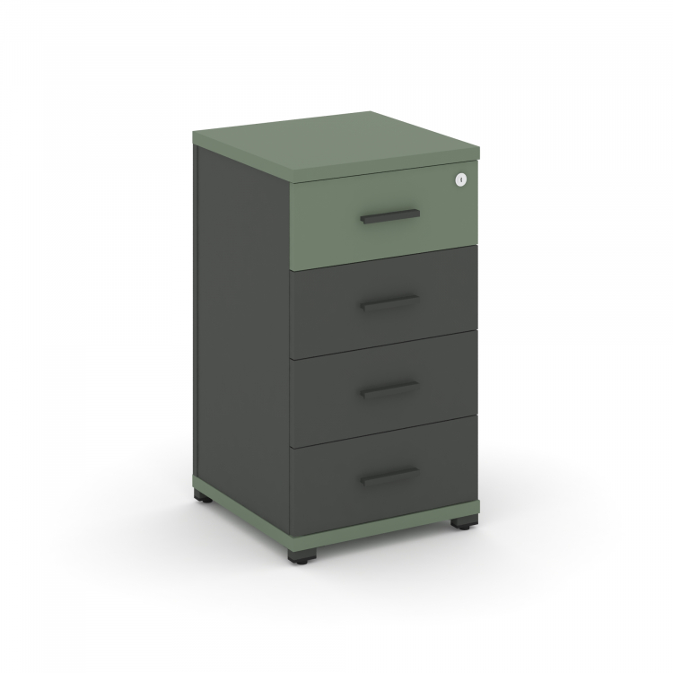 Concept Тумба опорная/приставная 4 ящ. CN.TUO-002 A Кобо/Антрацит/Металл Антрацит 420*420*750