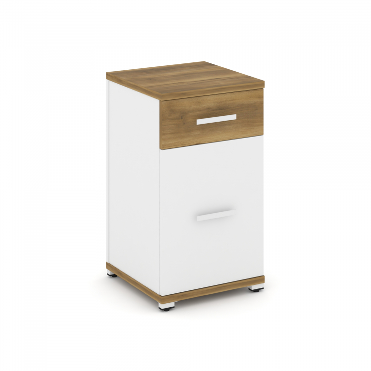 Concept Тумба опорная/приставная 1 ящ.+1 распаш. фасад CN.TUO-005 W Сандал Янтарный/Белый Бриллиант/