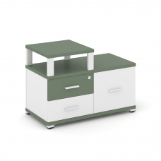 Concept Тумба приставная широкая 2 ящ.+1 распаш. фасад с надставкой узкой CN.TSP-005 W Кобо/Белый Бр