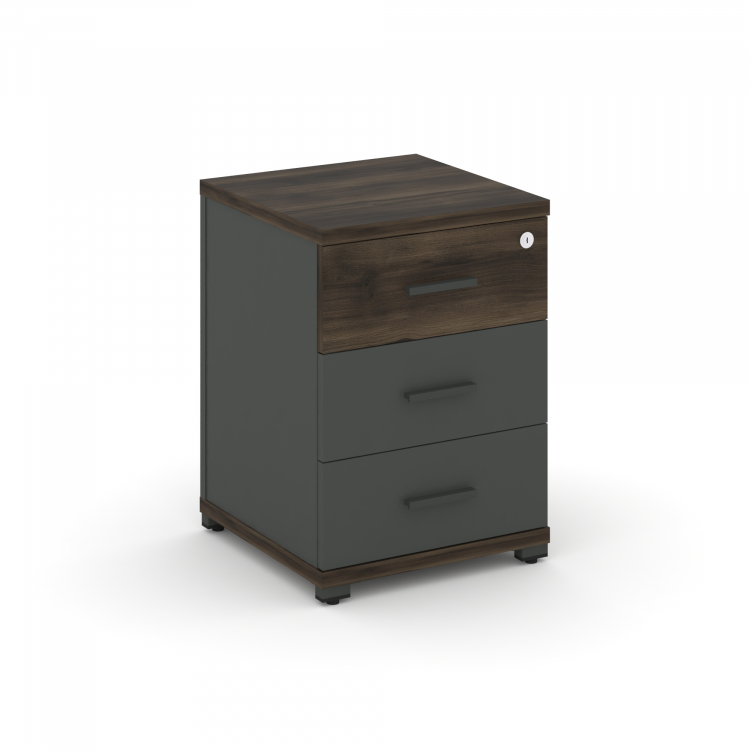 Concept Тумба опорная/приставная 3 ящ. CN.TUO-001 A Дуб Мали/Антрацит/Металл Антрацит 420*420*583