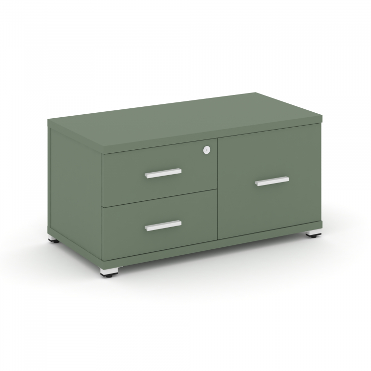 Concept Тумба приставная широкая 2 ящ.+1 распаш. фасад CN.TSP-004 W Кобо/Металл Белый 836*420*416