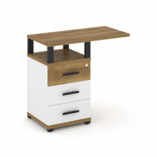 Concept Тумба приставная узкая 3 ящ. со свесом. с надставкой широкой CN.TUS-002 B Сандал Янтарный/Бе