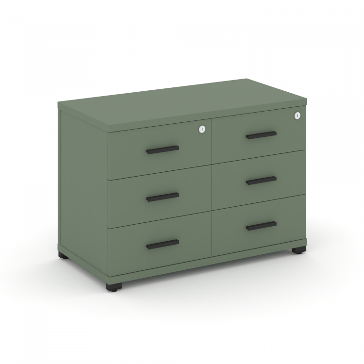 Concept Тумба приставная широкая 6 ящ. CN.TSP-007 B Кобо/Металл Черный 836*420*583