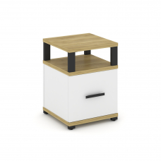Concept Тумба приставная 1 распаш. фасад с надставкой CN.TUP-005 B Дуб Винченцо/Белый Бриллиант/Мета