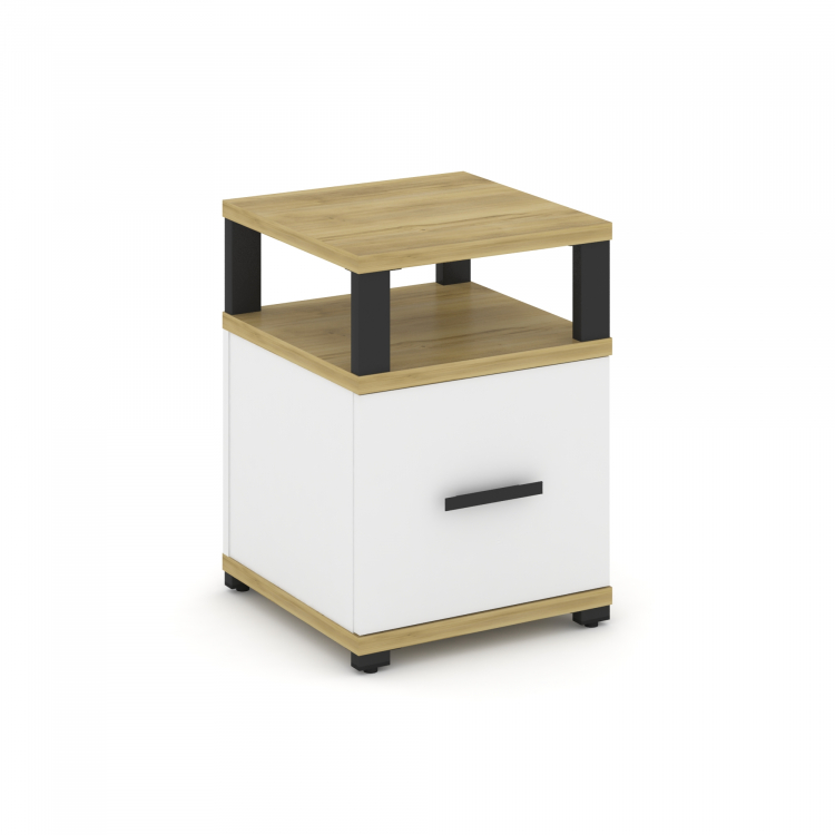 Concept Тумба приставная 1 распаш. фасад с надставкой CN.TUP-005 B Дуб Винченцо/Белый Бриллиант/Мета