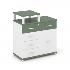 Concept Тумба приставная широкая 5 ящ.+1 распаш. фасад с надставкой узкой CN.TSP-017 W Кобо/Белый Бр