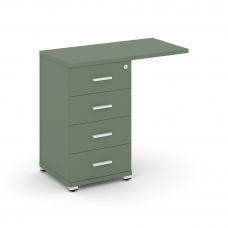 Concept Тумба приставная узкая со свесом 4 ящ. CN.TUS-001 W Кобо/Металл Белый 836*420*750