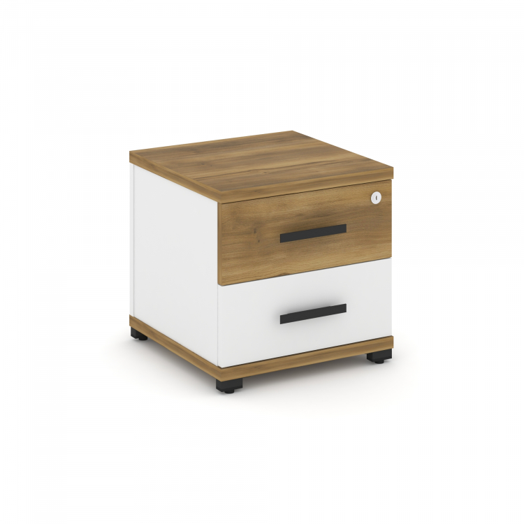 Concept Тумба приставная 2 ящ. CN.TUP-001 B Сандал Янтарный/Белый Бриллиант/Металл Черный 420*420*41