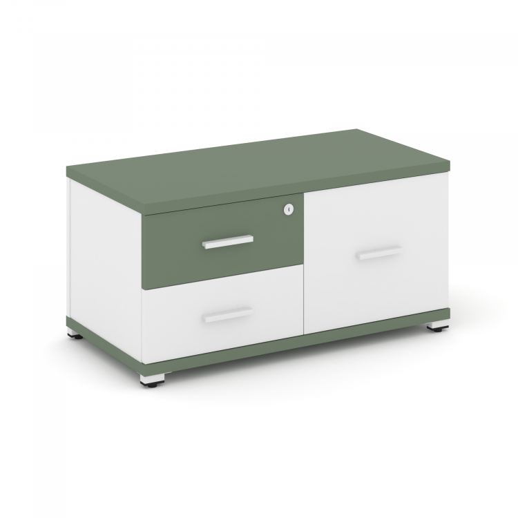 Concept Тумба приставная широкая 2 ящ.+1 распаш. фасад CN.TSP-004 W Кобо/Белый Бриллиант/Металл Белы