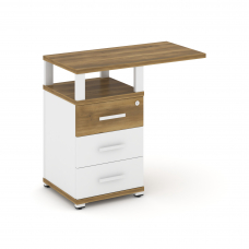 Concept Тумба приставная узкая 3 ящ. со свесом. с надставкой широкой CN.TUS-002 W Сандал Янтарный/Бе