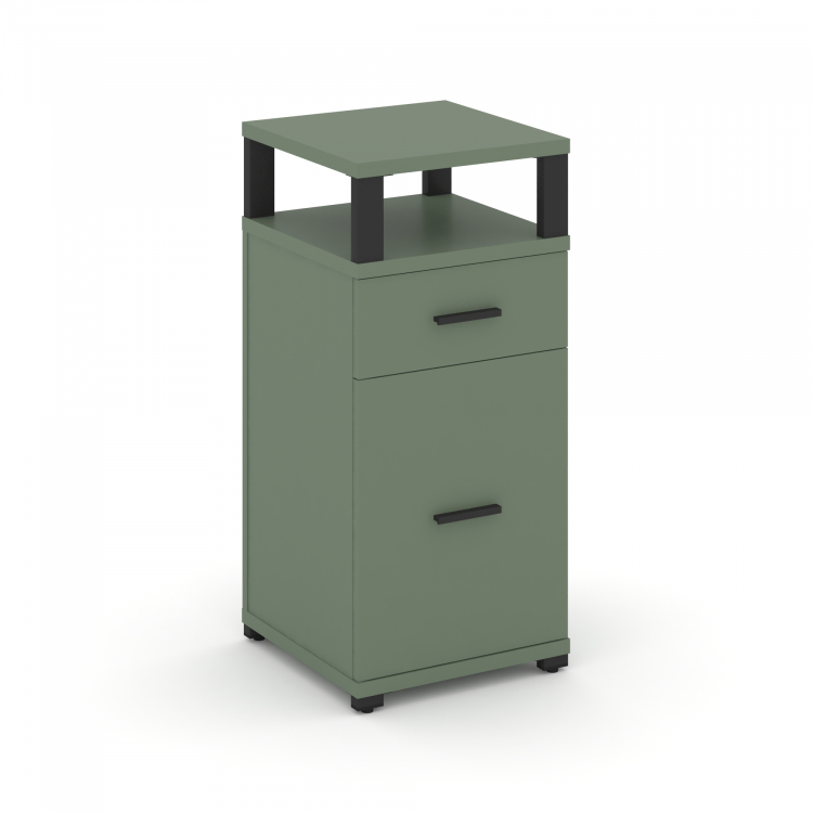 Concept Тумба опорная/приставная 1 ящ.+1 распаш. фасад с надставкой CN.TUO-006 B Кобо/Металл Черный