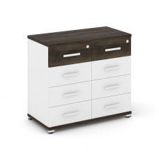 Concept Тумба приставная широкая 8 ящ. CN.TSP-013 W Дуб Мали/Белый Бриллиант/Металл Белый 836*420*75