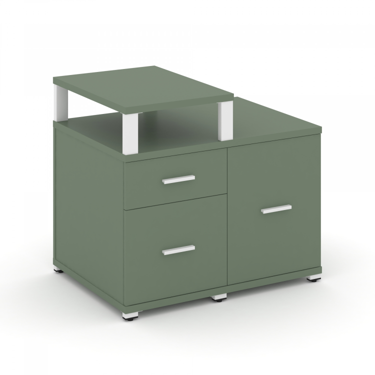 Concept Тумба приставная сервисная с надставкой узкой CN.TSR-002 W Кобо/Металл Белый 836*600*750