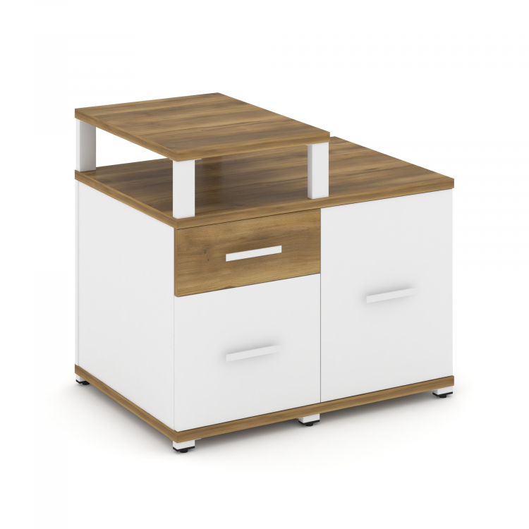 Concept Тумба приставная сервисная с надставкой узкой CN.TSR-002 W Сандал Янтарный/Белый Бриллиант/М