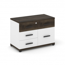 Concept Тумба приставная широкая 4 ящ.+1 распаш. фасад CN.TSP-010 B Дуб Мали/Белый Бриллиант/Металл