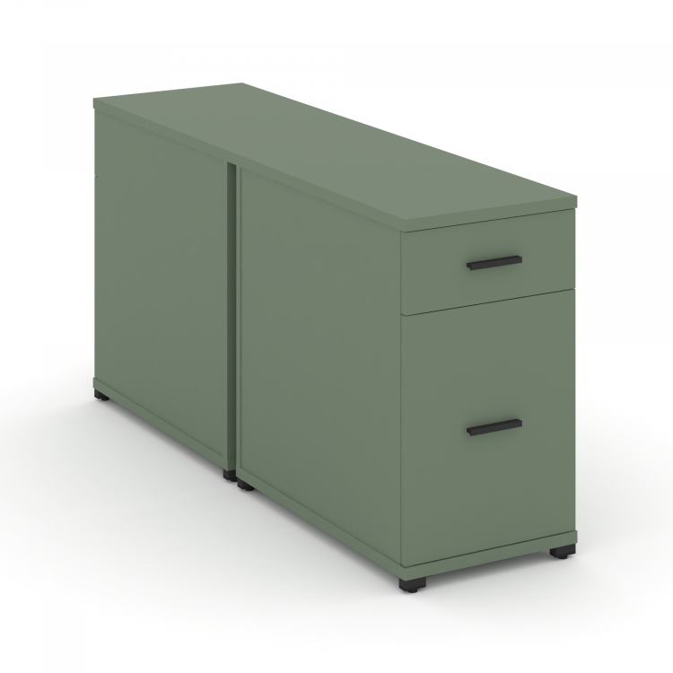 Concept Тумба двухсторонняя опорная/приставная 1 ящ.+1 распаш. фасад CN.DTGO-005 B Кобо/Металл Черны