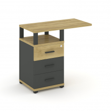 Concept Тумба приставная узкая 3 ящ. со свесом. с надставкой широкой CN.TUS-002 A Дуб Винченцо/Антра