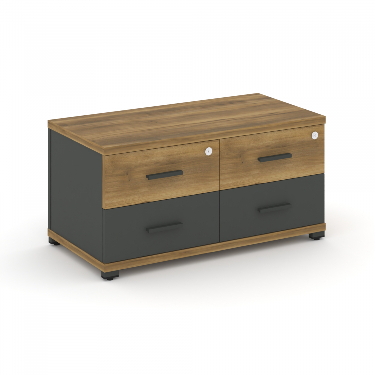 Concept Тумба приставная широкая 4 ящ. CN.TSP-001 A Сандал Янтарный/Антрацит/Металл Антрацит 836*420