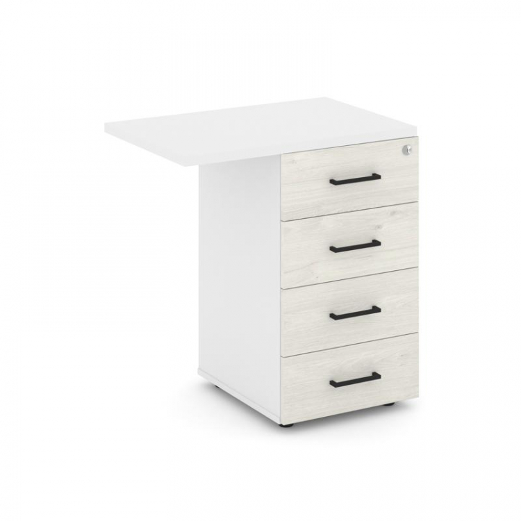 Style Project Тумба приставная SN.TPP-002 Белый/Белый/Дуб Наварра/Черный Ручки 416/700*460*750