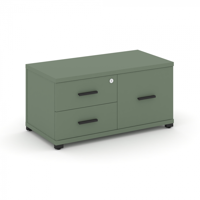 Concept Тумба приставная широкая 2 ящ.+1 распаш. фасад CN.TSP-004 B Кобо/Металл Черный 836*420*416