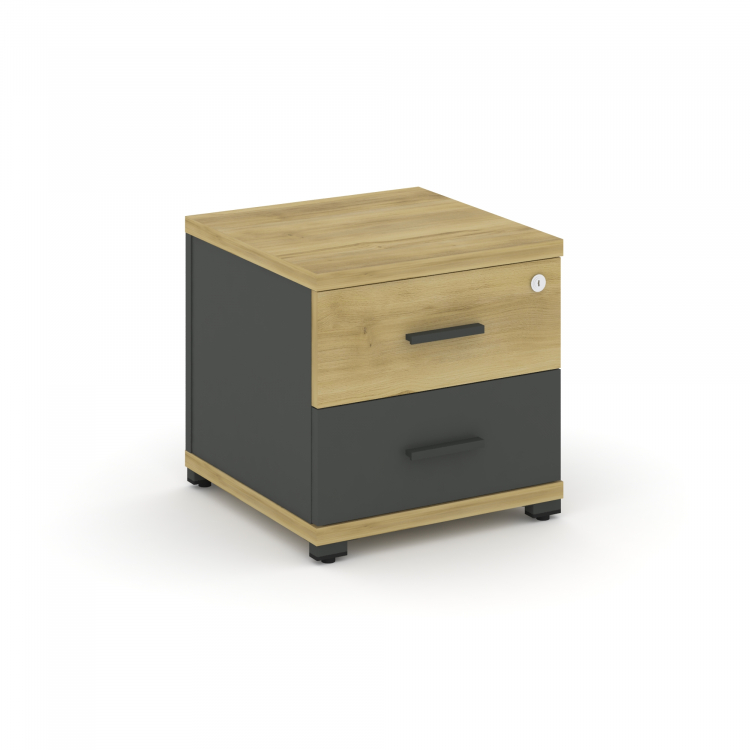 Concept Тумба приставная 2 ящ. CN.TUP-001 A Дуб Винченцо/Антрацит/Металл Антрацит 420*420*416