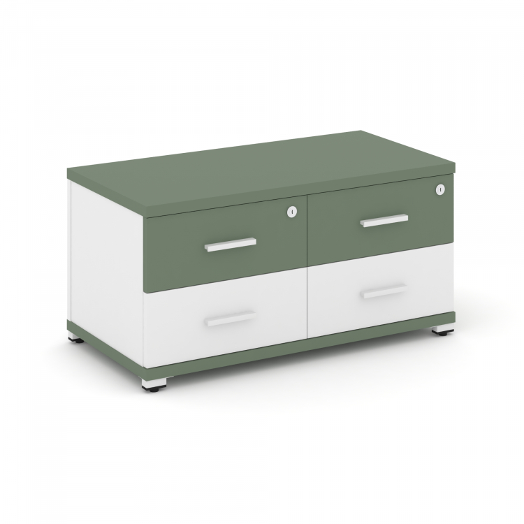 Concept Тумба приставная широкая 4 ящ. CN.TSP-001 W Кобо/Белый Бриллиант/Металл Белый 836*420*416