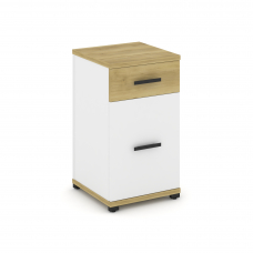 Concept Тумба опорная/приставная 1 ящ.+1 распаш. фасад CN.TUO-005 B Дуб Винченцо/Белый Бриллиант/Мет