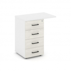 Style Project Тумба приставная SN.TPP-002 Белый/Белый/Дуб Наварра/Черный Ручки 416/700*460*750