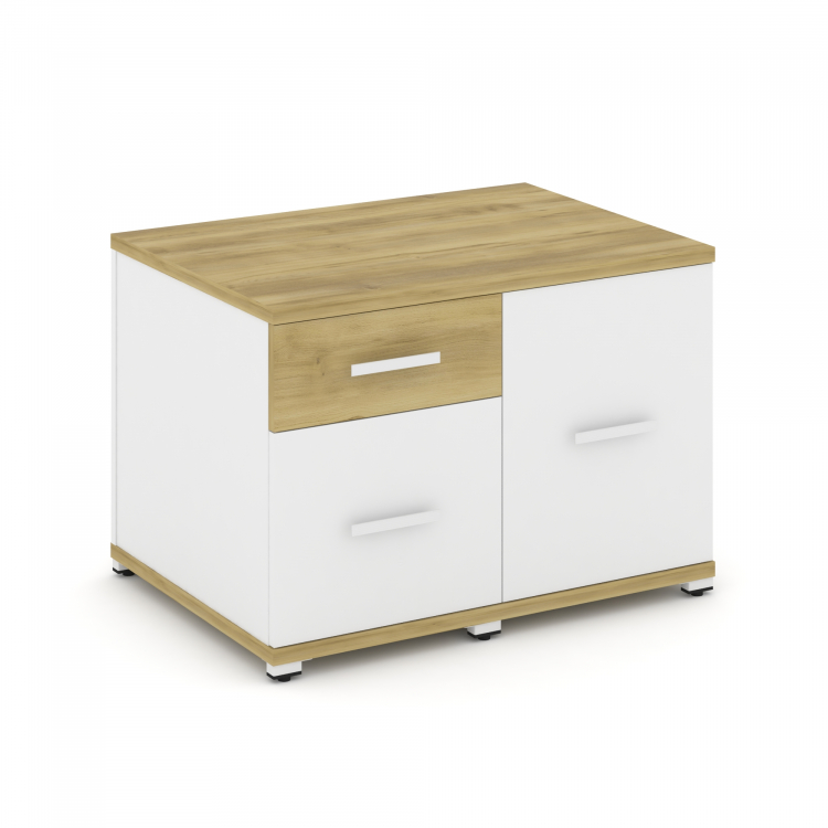 Concept Тумба приставная сервисная CN.TSR-001 W Дуб Винченцо/Белый Бриллиант/Металл Белый 836*600*58