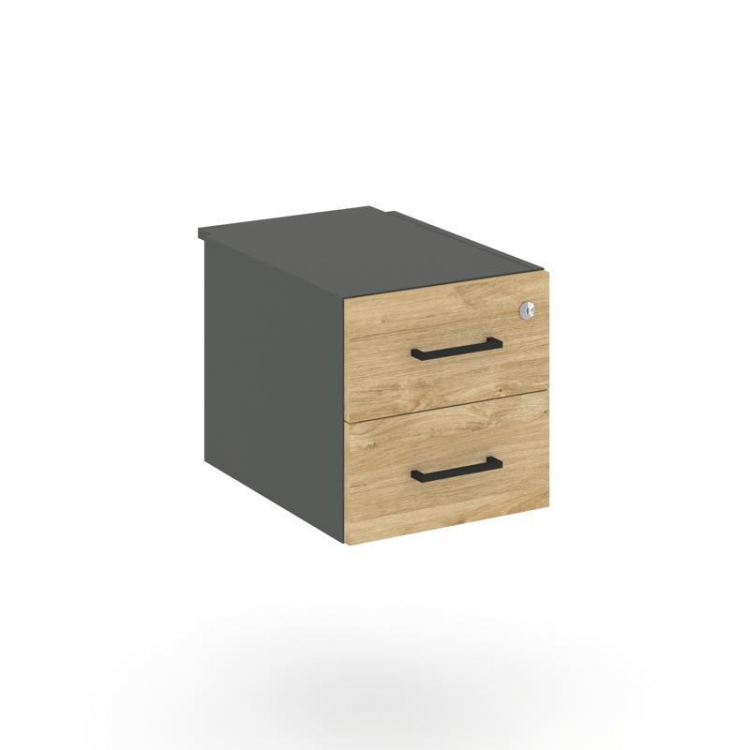 Style Project Тумба с 2 ящ. SN.TP-032 Антрацит/Тиквуд Светлый/Черный Ручки 343*507*356