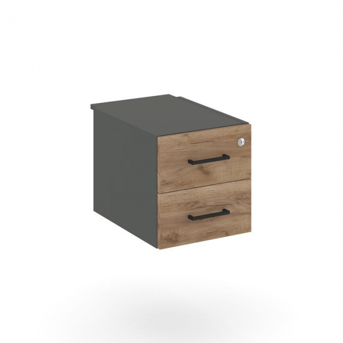 Style Project Тумба с 2 ящ. SN.TP-031 Антрацит/Дуб Табак/Черный Ручки 343*453*356
