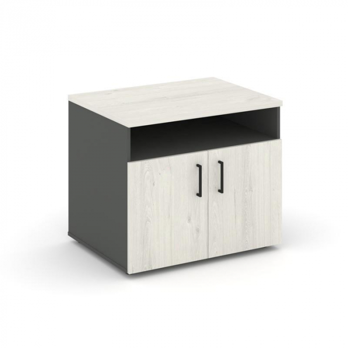 Style Project Тумба для оргтехники/сервисная SN.TS-001 Антрацит/Дуб Наварра/Черный Ручки 796*600*680