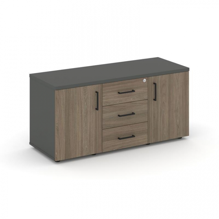 Style Project Тумба для оргтехники/сервисная SN.TS-002 Антрацит/Вяз Благородный/Черный Ручки 1206*46