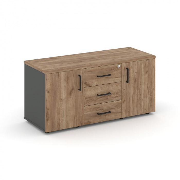 Style Project Тумба для оргтехники/сервисная SN.TS-002 Антрацит/Дуб Табак/Черный Ручки 1206*460*576