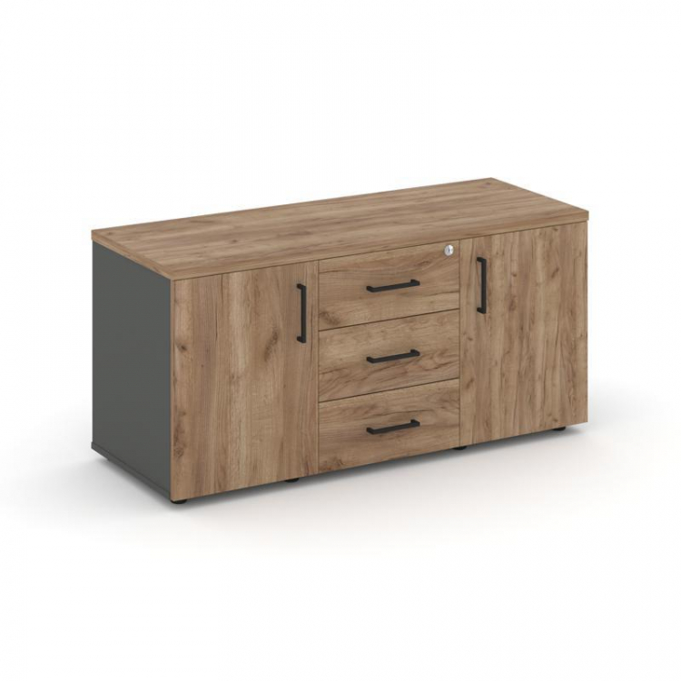 Style Project Тумба для оргтехники/сервисная SN.TS-002 Антрацит/Дуб Табак/Черный Ручки 1206*460*576