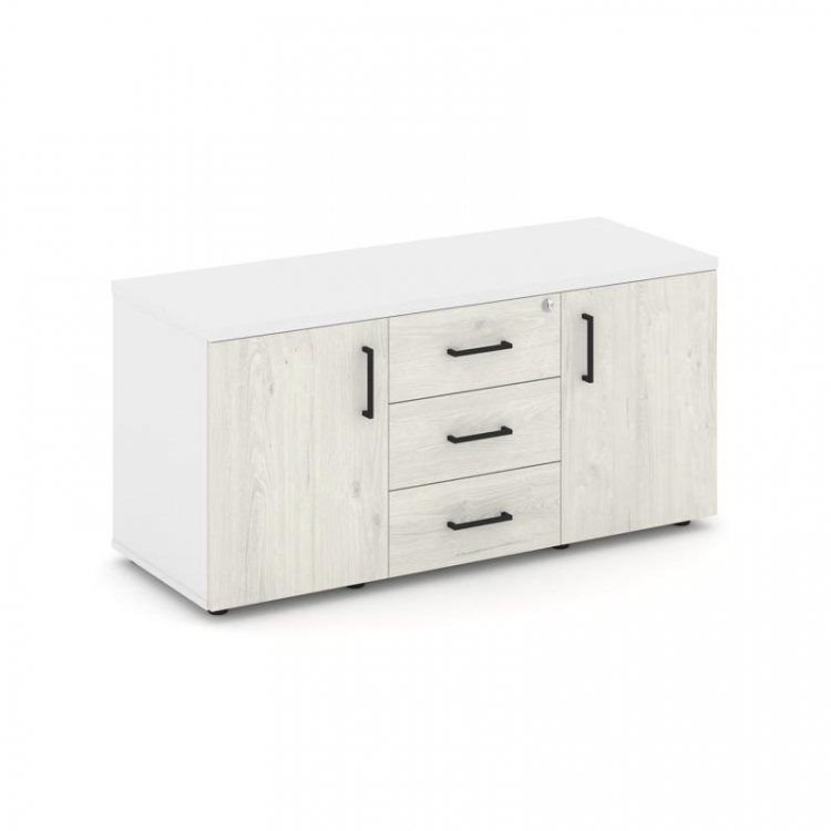 Style Project Тумба для оргтехники/сервисная SN.TS-002 Белый/Белый/Дуб Наварра/Черный Ручки 1206*460