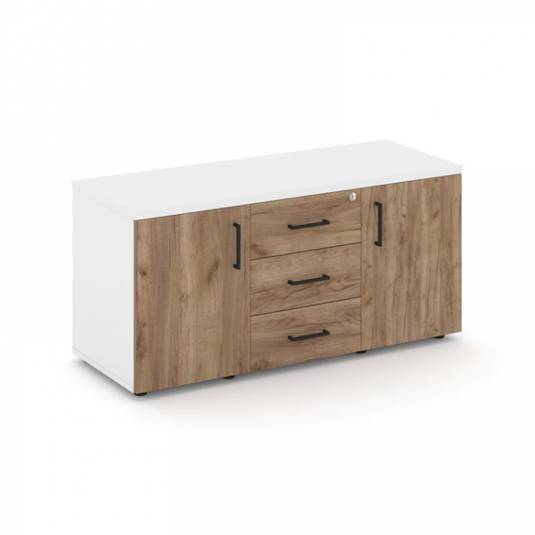 Style Project Тумба для оргтехники/сервисная SN.TS-002 Белый/Белый/Дуб Табак/Черный Ручки 1206*460*5